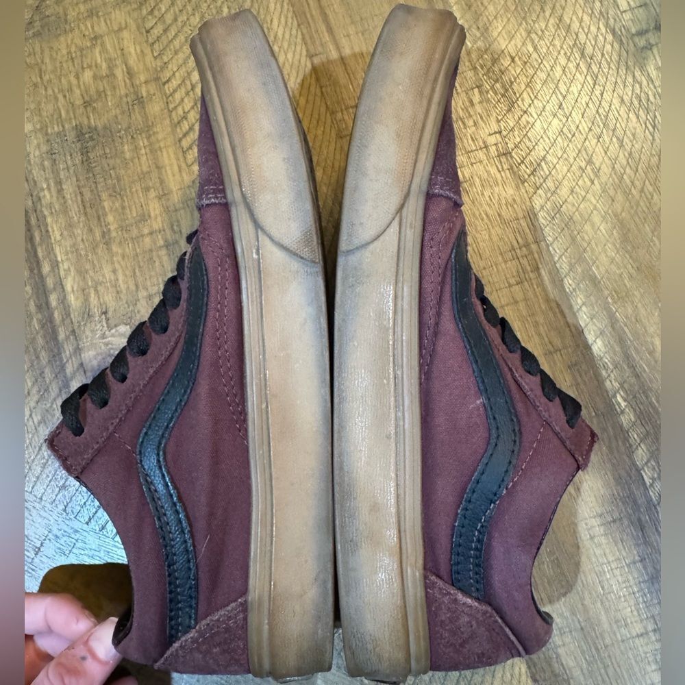 Vans Maroon and Black Gum Sole Classic Old School Sneakers - Picture 6 of 11